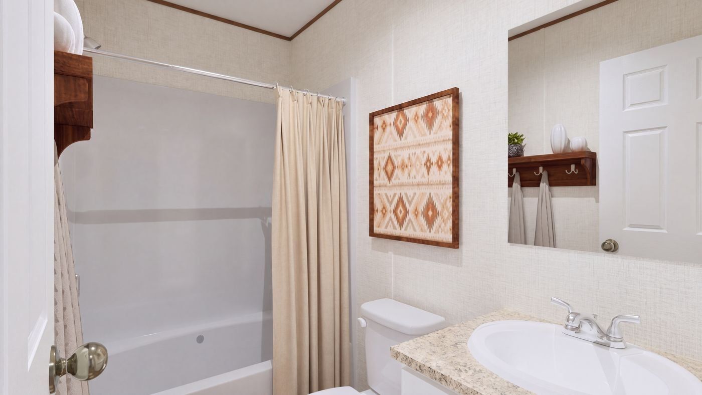 Cedar floor plan home, guest bathroom